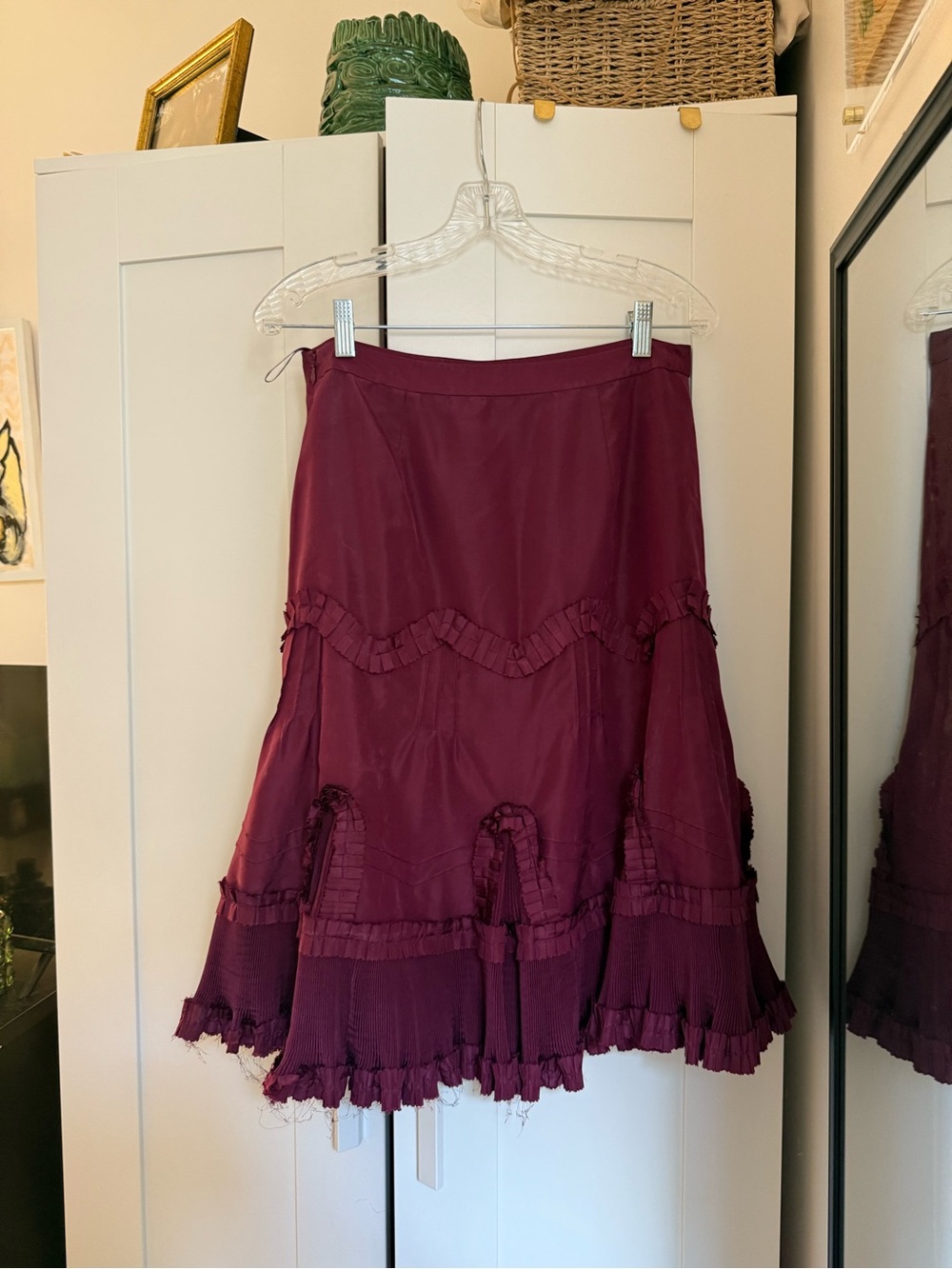 Banana Republic Deep Burgundy Ruffled A-Line Skirt